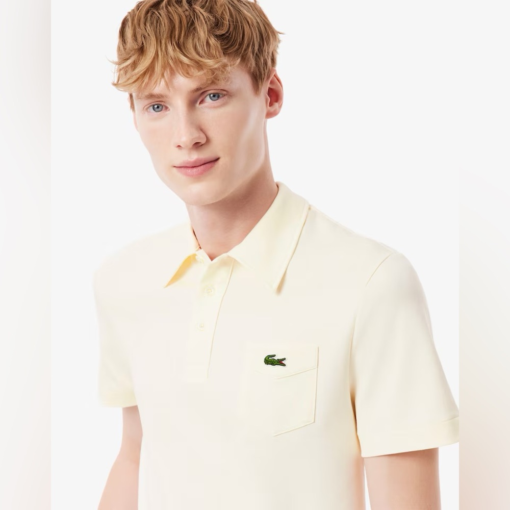 Lacoste pale, yellow polo shirt S - Slim fit
